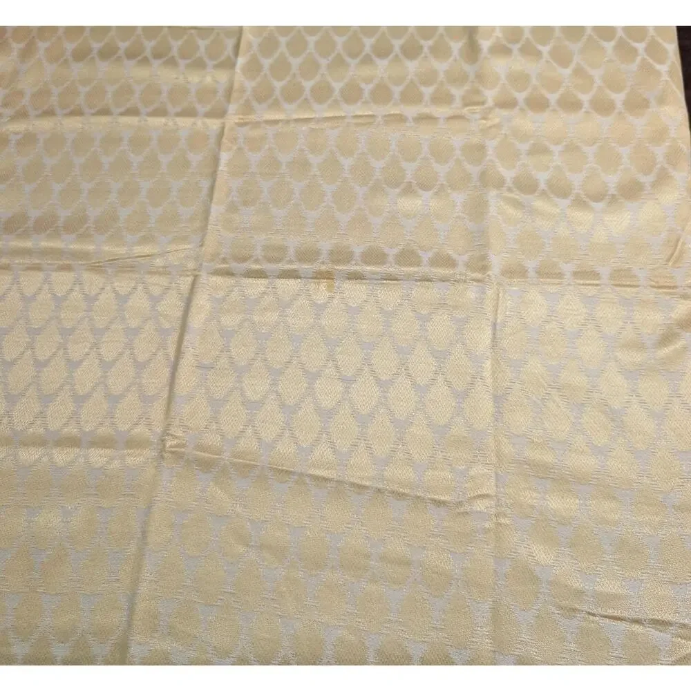 Butter Yellow Brocade Fabric Geometric Ogee Lattice Material 44